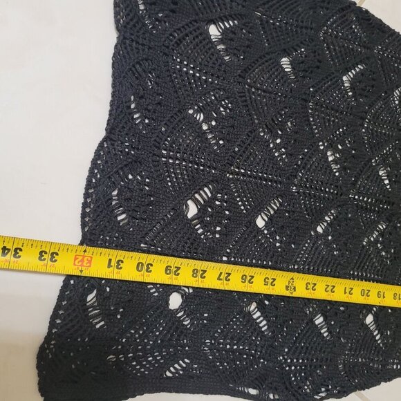 Crochet Black Sleeveless Dress  Dark Cottagecore Beachy Fairy‎ Grunge Sz S - Picture 5 of 7